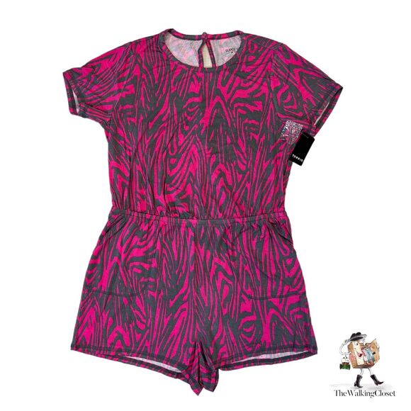Torrid Romper Plus 0 Super Soft Zebra Elastic Waist Shorts Pockets Keyhole Back - Picture 1 of 16